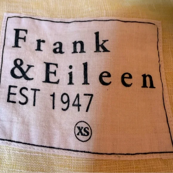 Frank & Eileen | Rory Short Sleeve Button Down Linen Shirt in Yellow | Sz XS - Picture 7 of 12